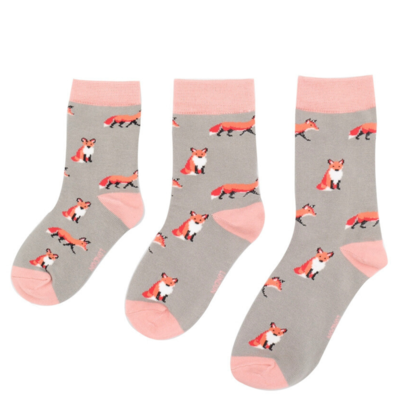 Miss Sparrow Kindersocken Bamboo Girls Foxes grey 2-3Y