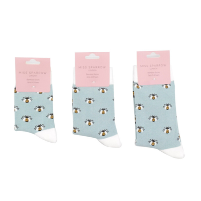 Miss Sparrow Kindersocken Bamboo Girls Honey Bees powder blue 7-9Y