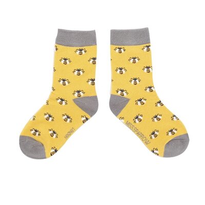 Miss Sparrow Kindersocken Bamboo Girls Honey Bees yellow 2-3Y