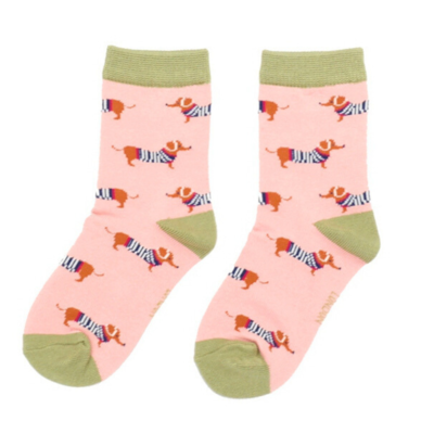 Miss Sparrow Kindersocken Bamboo Girls Parisian Pups dusky pink 4-6Y