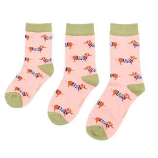 Miss Sparrow Kindersocken Bamboo Girls Parisian Pups dusky pink 4-6Y