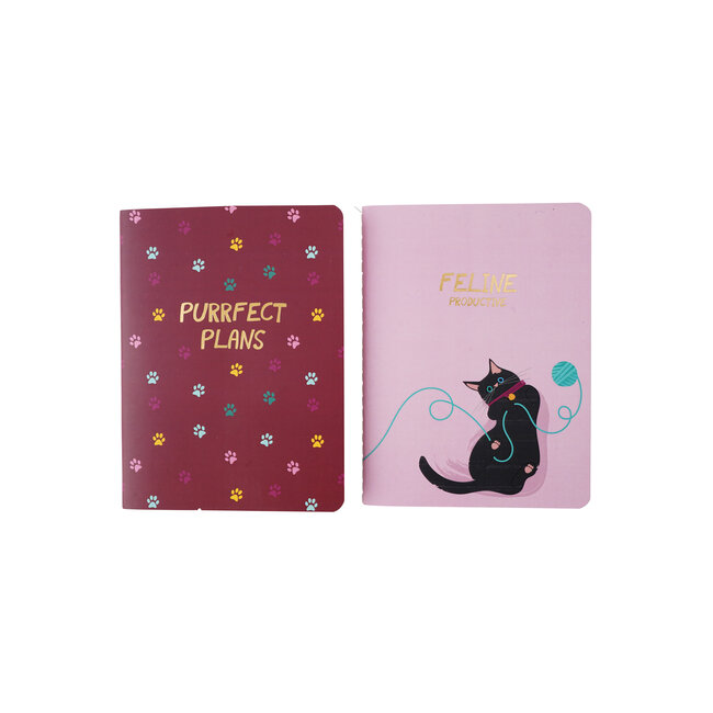 Notizbücher Flower Market 'Feline Productive" Set of 2