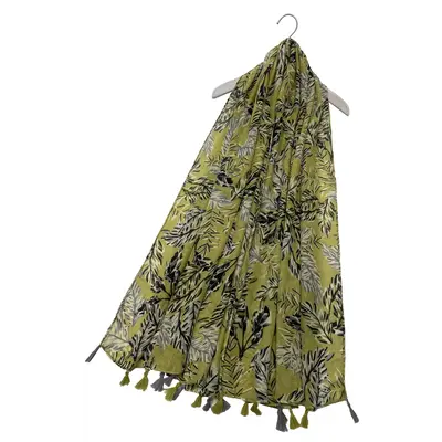 M&K Collection Schal Boho Leaf Tassel olive