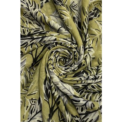 M&K Collection Scarve Boho Leaf Tassel olive