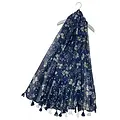 M&K Collection Scarve Scattered Daisy Tassel navy