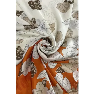 M&K Collection Scarve Silk Retro Flower orange