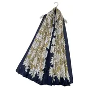 M&K Collection Scarve Silk Intwined Floral navy