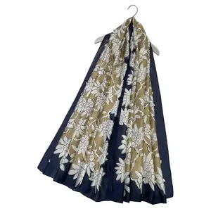 M&K Collection Scarve Silk Intwined Floral navy