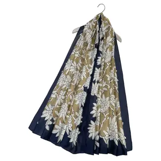 M&K Collection Schal Seide Intwined Floral navy