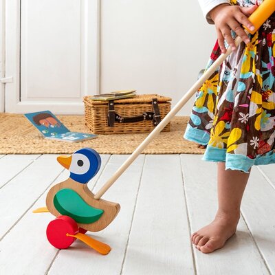 Rex London Wooden Push Along Flapping Duck