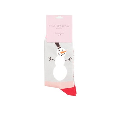 Miss Sparrow Socken Bamboo Snowmen Stripes silver