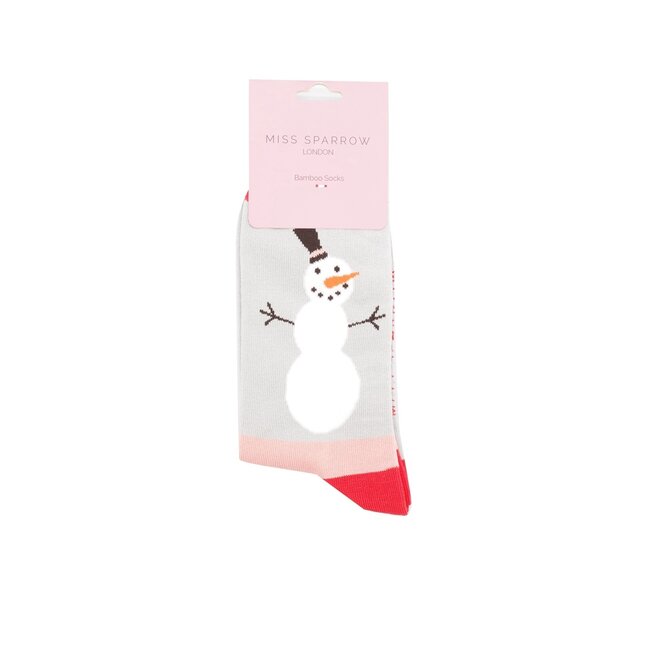 Socks Bamboo Snowmen Stripes silver