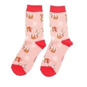 Miss Sparrow Socken Bamboo Xmas Sloths dusky pink