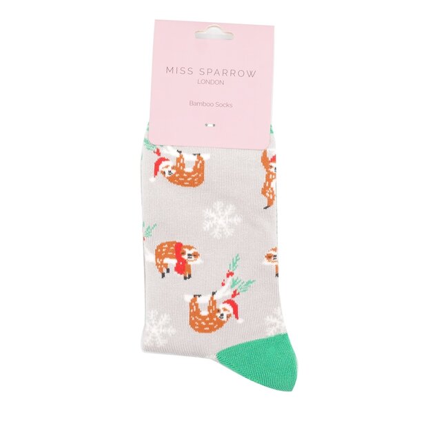 Socks Bamboo Xmas Sloths silver