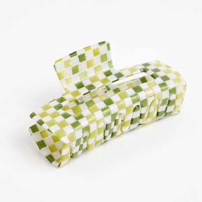 Red Cuckoo Hair Claw Clip Square Checked green