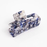 Red Cuckoo Hair Claw Clip Rectangular Marbeled navy/grey