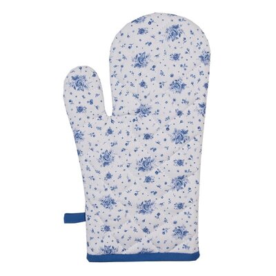 Clayre & Eef Oven mitt Roses white/blue