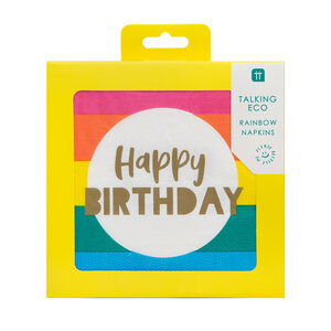 Talking Tables Paper Napkins Eco Rainbow Happy Birthday 20-Pack