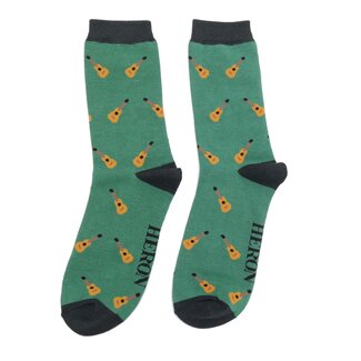 Miss Sparrow Mens Socks Bamboo Acoustic Guitar green