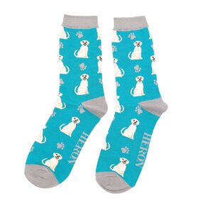 Miss Sparrow Männer-Socken Bamboo Happy Labradors teal