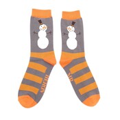 Miss Sparrow Mens Socks Bamboo Snowmen stripes grey