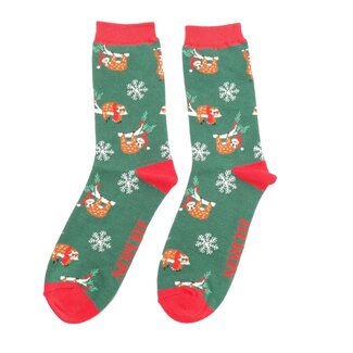 Miss Sparrow Männer-Socken Bamboo Xmas Sloths green
