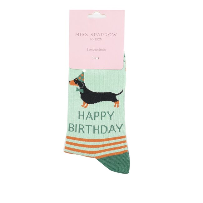 Socken Bamboo Birthday Sausage Dog mint