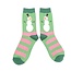 Miss Sparrow Socks Bamboo Snowmen Stripes green