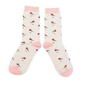 Miss Sparrow Socken Bamboo Little Robins silver