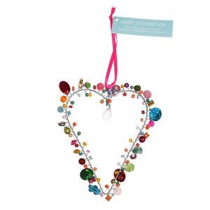 Rex London Heart Decoration beaded 9 x 12 cm