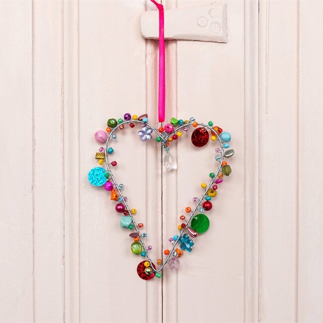 Heart Decoration beaded 9 x 12 cm