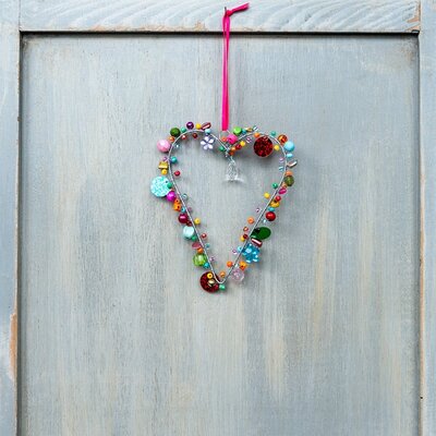 Rex London Heart Decoration beaded 9 x 12 cm