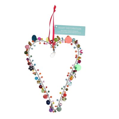 Rex London Heart Decoration beaded 11 x 16 cm