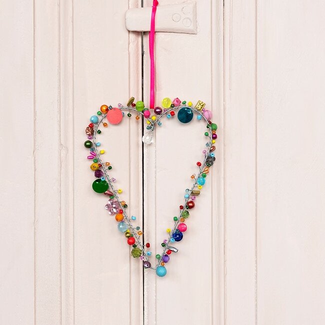 Heart Decoration beaded 11 x 16 cm