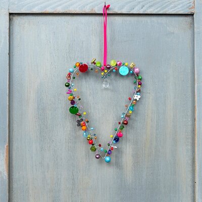 Rex London Heart Decoration beaded 11 x 16 cm