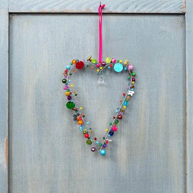 Heart Decoration beaded 11 x 16 cm