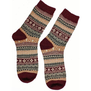 Joya Socken Men Wollmix Fairisle deep red