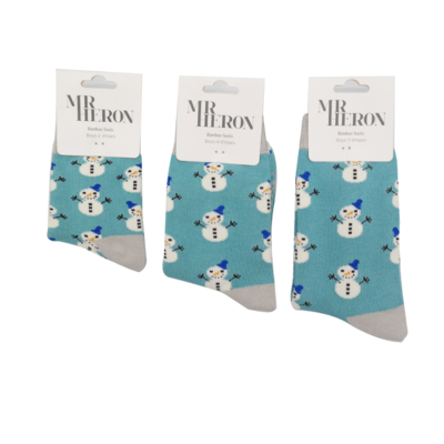 Miss Sparrow Kindersocken Bamboo Boys Snowmen teal  2-3Y