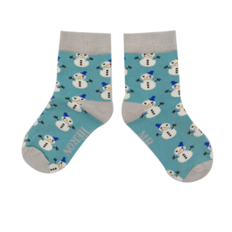 Miss Sparrow Kindersocken Bamboo Boys Snowmen teal  4-6Y