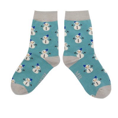 Miss Sparrow Kindersocken Bamboo Boys Snowmen teal  7-9Y