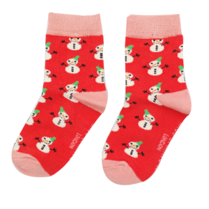 Miss Sparrow Kindersocken Bamboo Girls Snowmen red 2-3Y