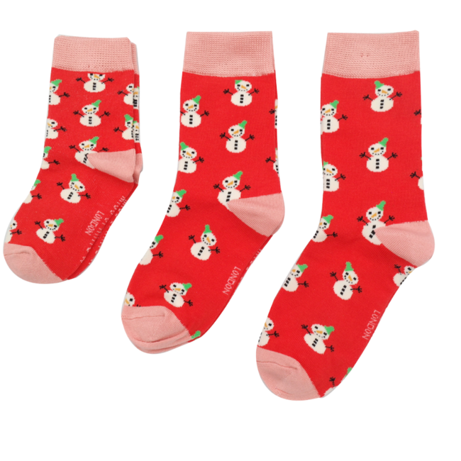 Kindersocken Bamboo Girls Snowmen red 4-6Y