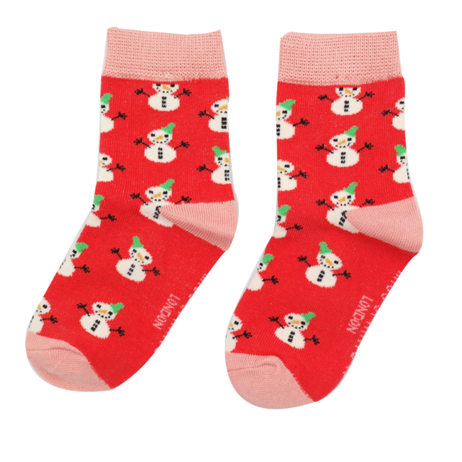 Kindersocken Bamboo Girls Snowmen red 7-9Y