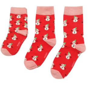 Miss Sparrow Kindersocken Bamboo Girls Snowmen red 7-9Y