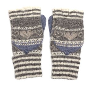 Pure & Cozy Gloves Hearts & Stripes grey