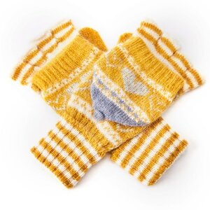 Pure & Cozy Gloves Hearts & Stripes yellow