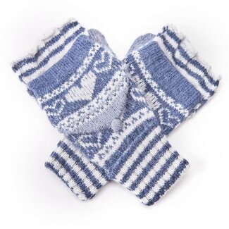Pure & Cozy Gloves Hearts & Stripes blue