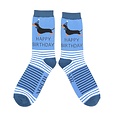 Miss Sparrow Männer-Socken Bamboo Birthday Sausage Dogs denim