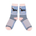 Miss Sparrow Socken Bamboo Birthday Sausage Dog denim