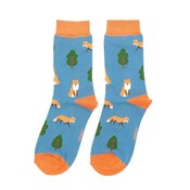 Miss Sparrow Socken Bamboo Fox in the Woods denim